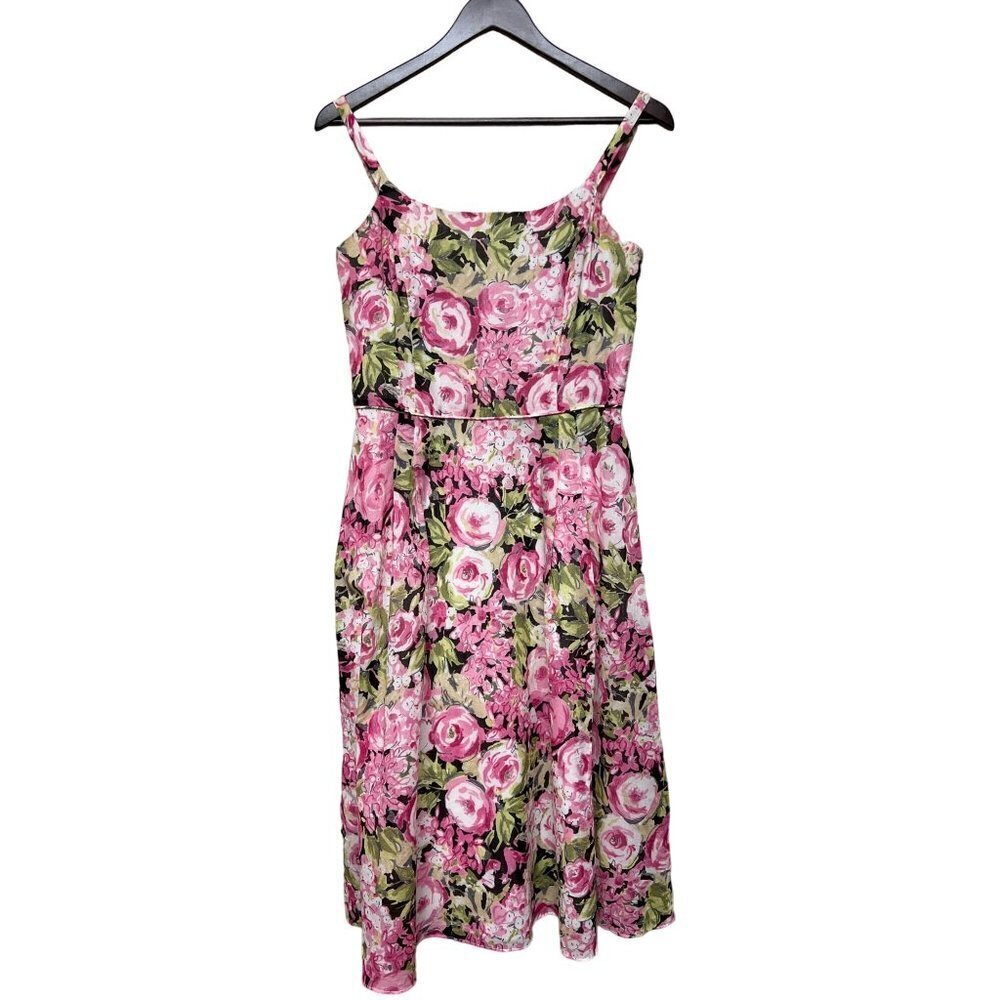 Talbots Pink Floral Sleeveless 100% Cotton Dress Women's Size 6